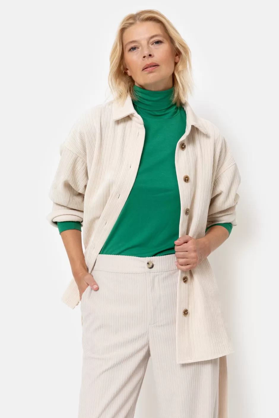 Store Beige Shirt Jacket With Long Sleeves And Waist Tie Women Blouses