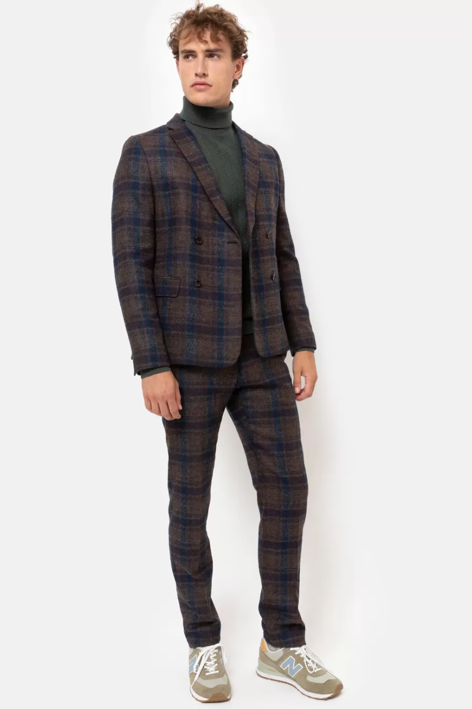 Shop Blue Checked Double-Breasted Blazer Men Jackets & Blazers