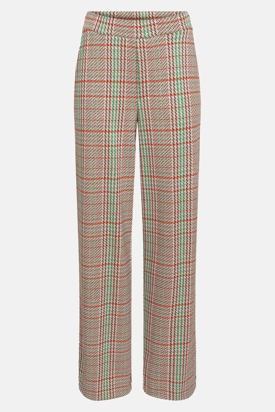 Best Sale Brown And Green Checked Loose-Fit Trousers Women Pants & Jeans