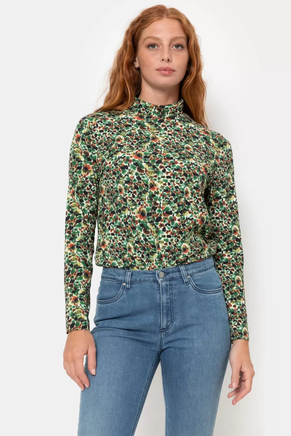 Outlet Brown Floral Turtleneck Top For Women Women T-Shirts & Tops