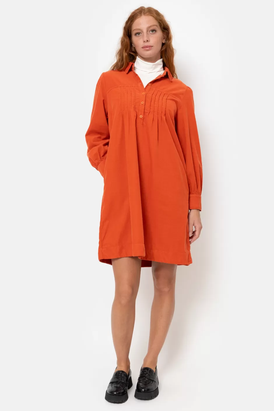 Shop Brown Short Shirt Dress With Long Sleeves Women Dresses