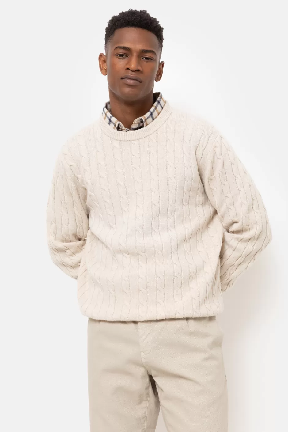 Discount Cable Knit Jumper With Round Neck And Long Sleeves Men Sweaters & Cardigans