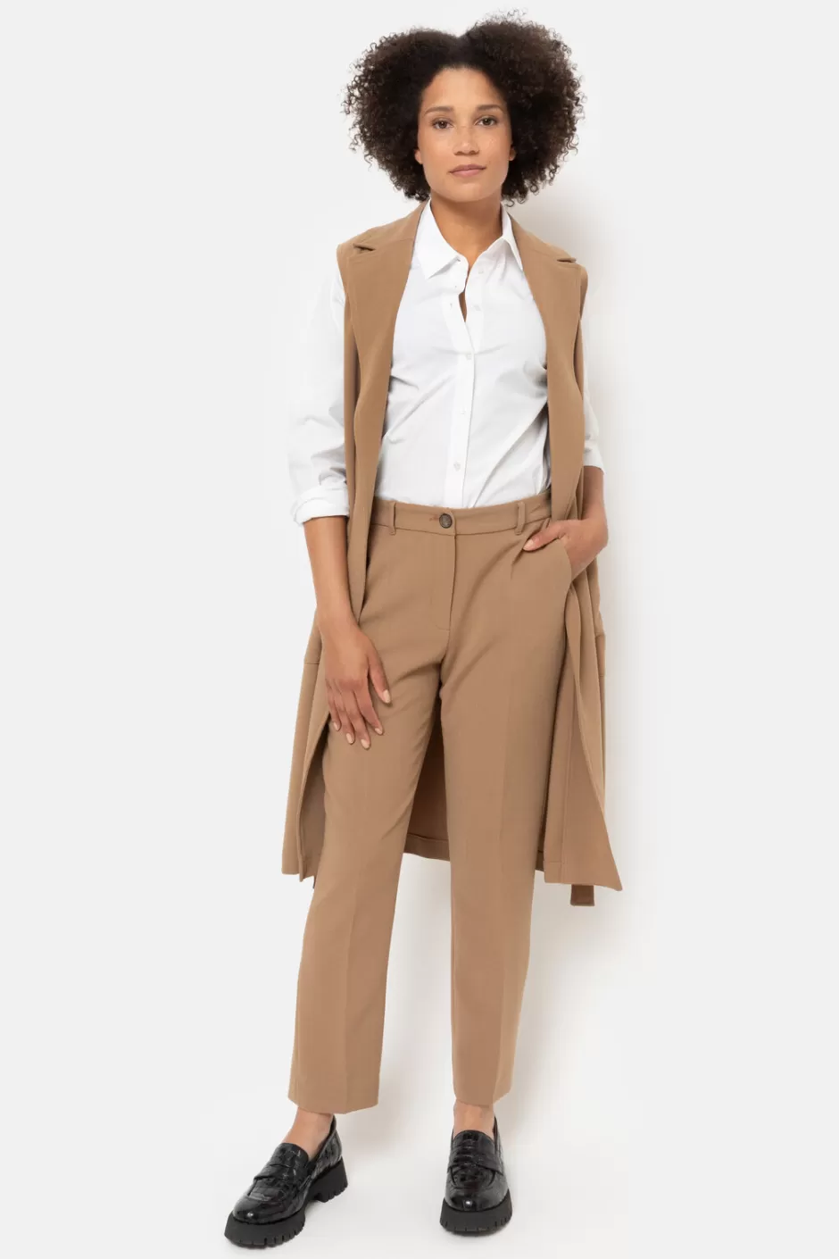 Clearance Camel Regular-Fit 7/8 Trousers With Crease Women Pants & Jeans