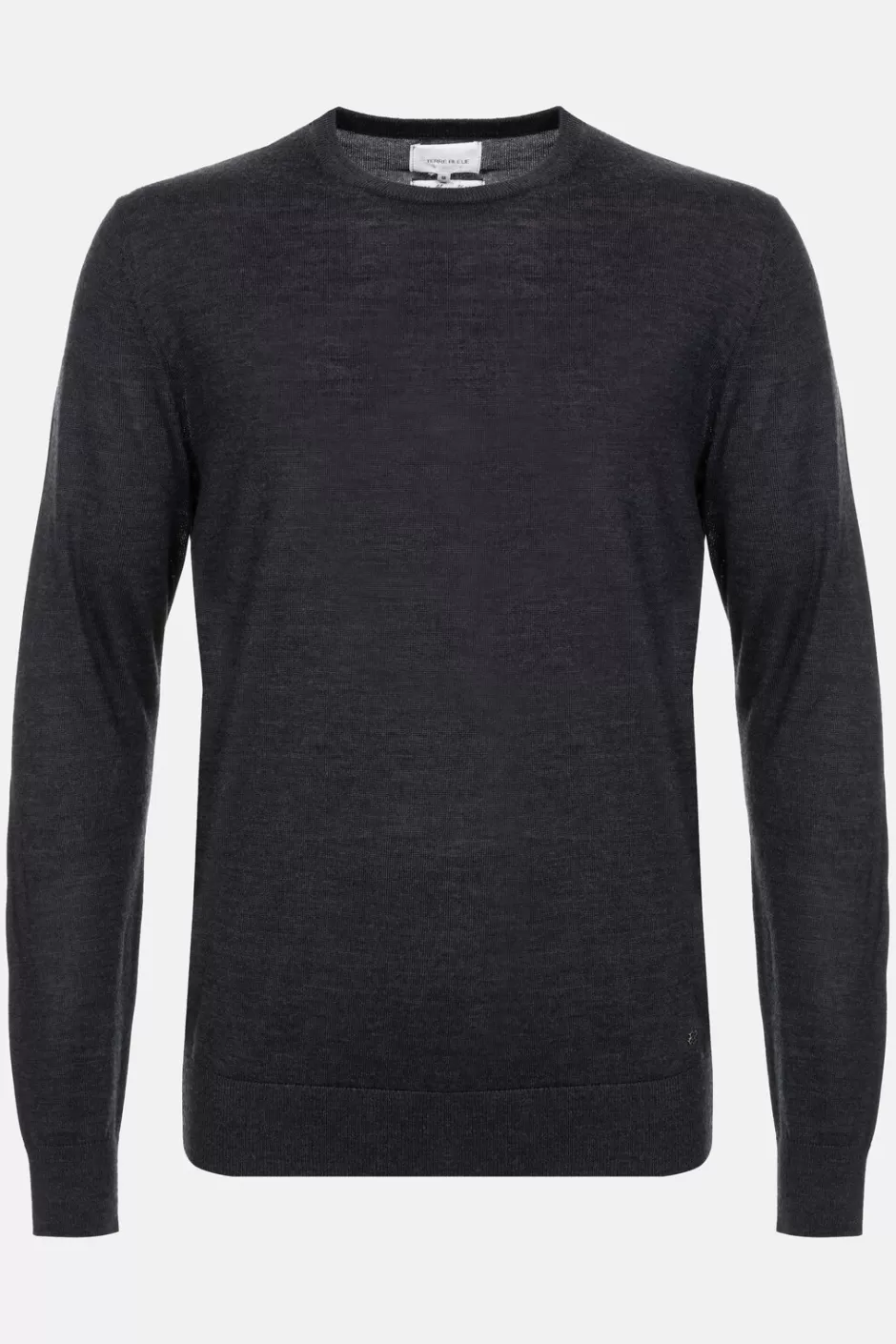 Sale Dark Grey Round-Neck Jumper With Long Sleeves Men Sweaters & Cardigans