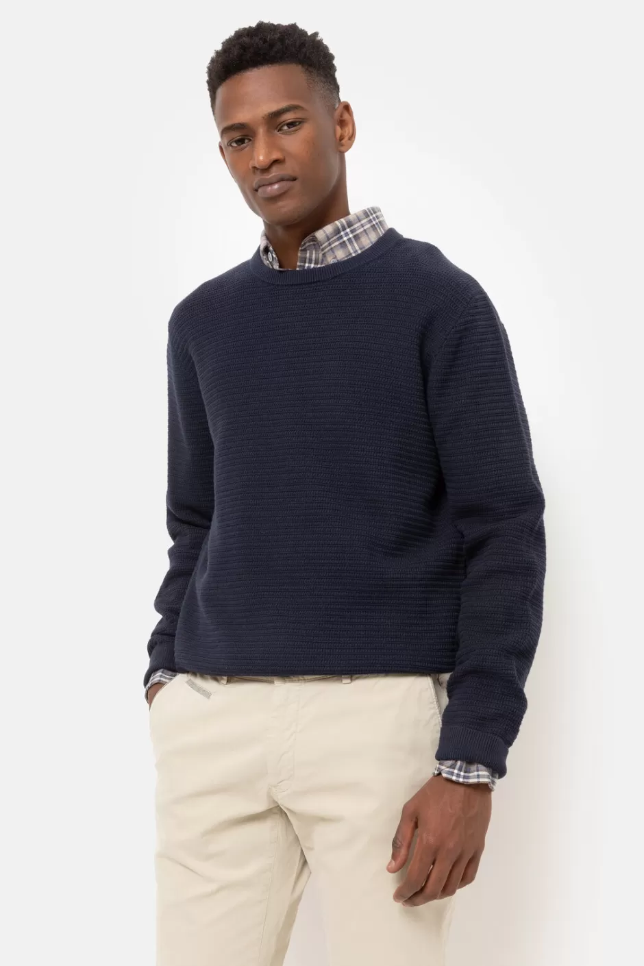 Discount Dark Jumper With Jacquard Stripes Men Sweaters & Cardigans