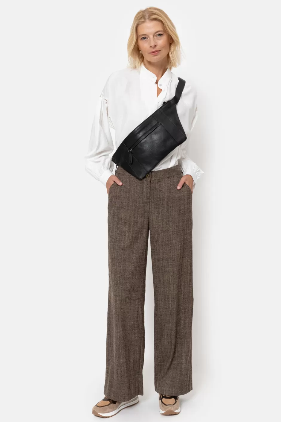 Discount Dark Loose-Fit Trousers With Tweed Look Women Pants & Jeans