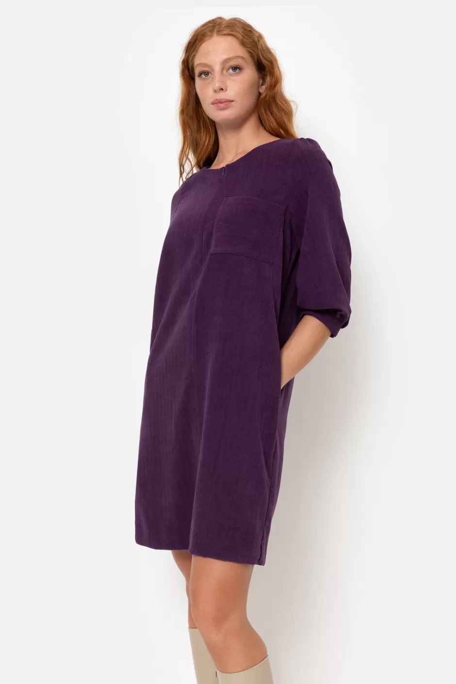 Online Dress With 3/4 Sleeves And Round Neck Women Dresses