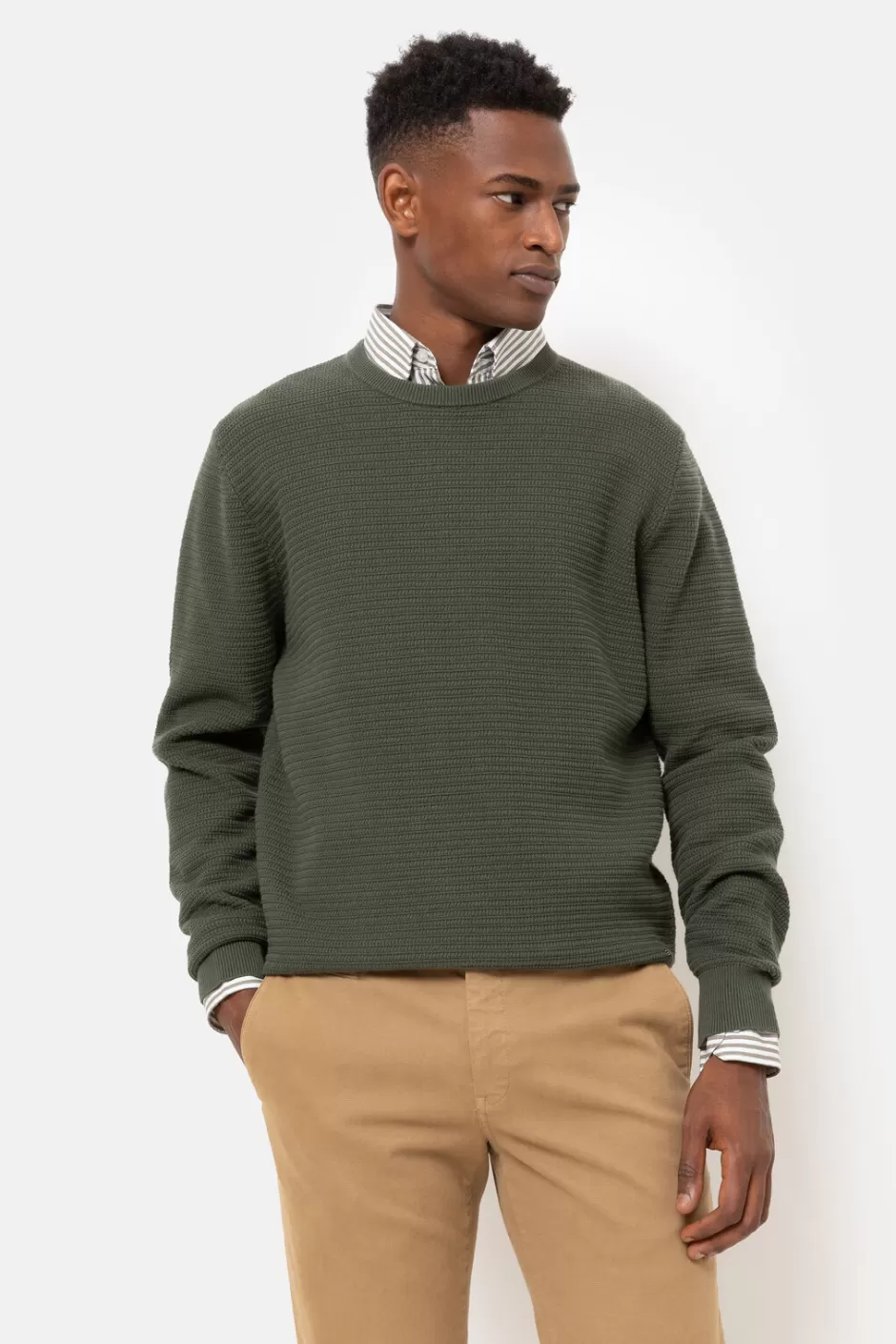 Cheap Jumper With Jacquard Stripes Men Sweaters & Cardigans