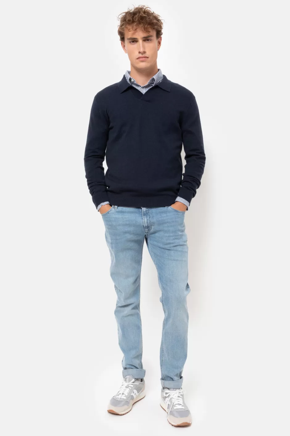 Fashion Jumper With Polo Collar And V-Neck Men Sweaters & Cardigans