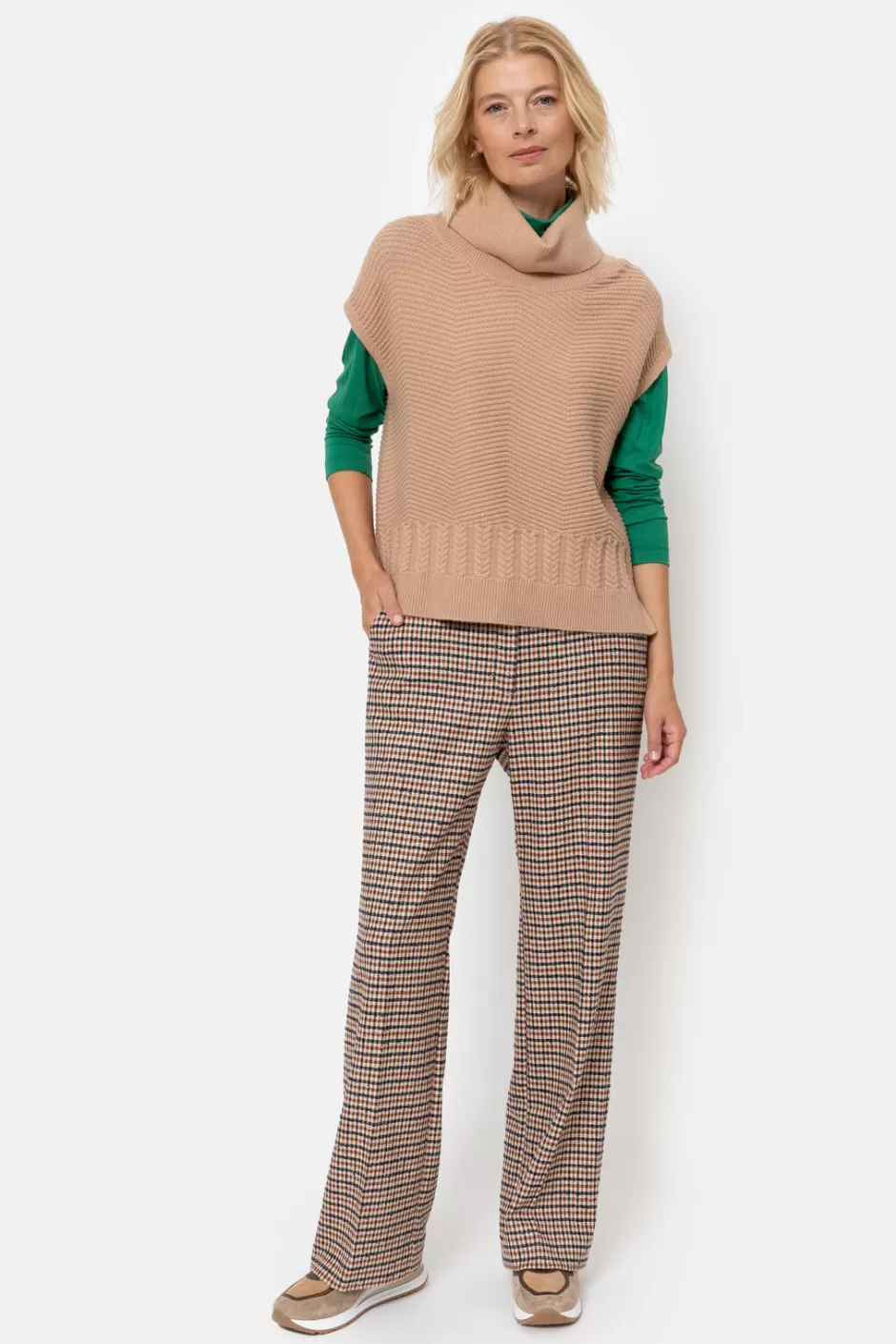 Shop Light Sleeveless Jumper With Turtleneck And Stripes Women Pullovers & Cardigans