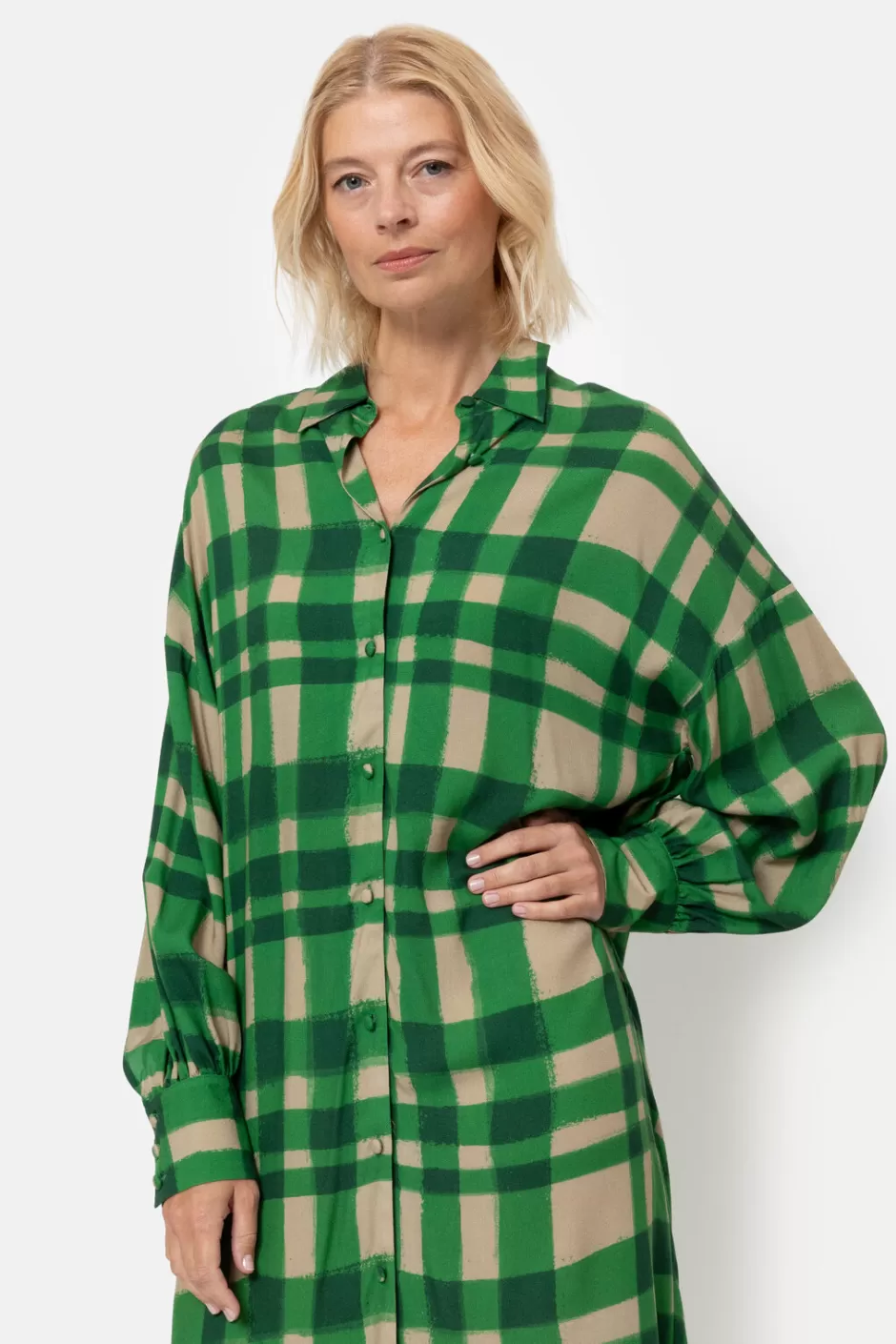 Shop Long Checked Shirt Dress With Long Sleeves Women Dresses