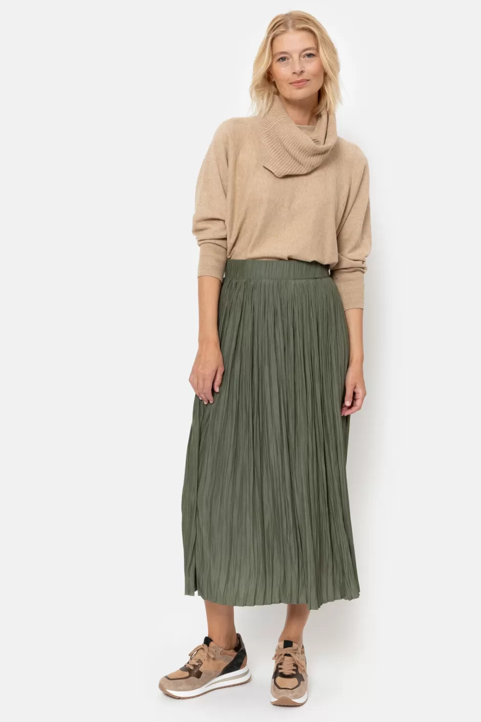 Sale Long Dark Green Pleated Skirt Women Skirts