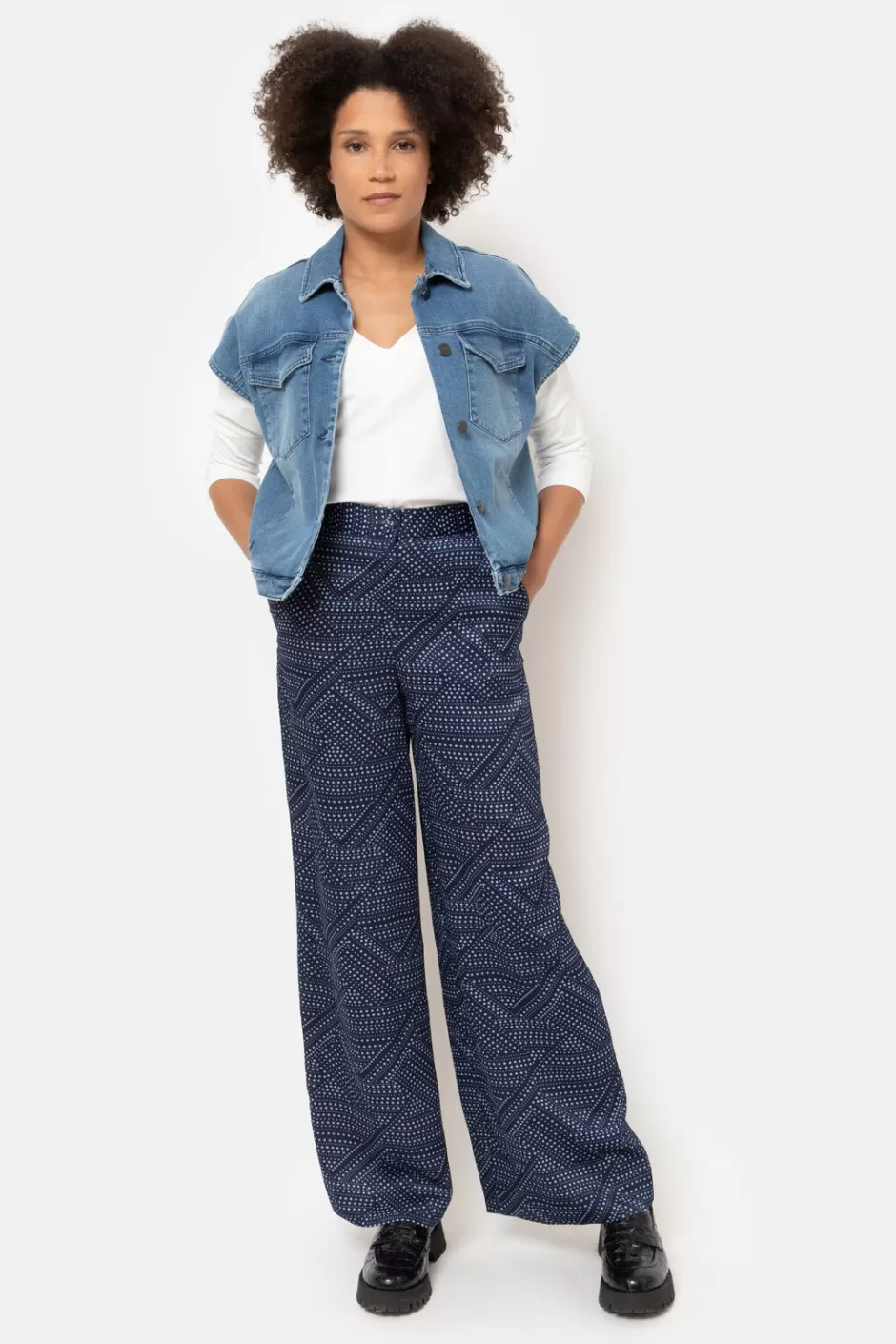 Shop Loose Fit Trousers With Polka Dot Print Women Pants & Jeans