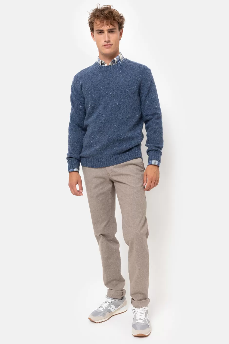 Shop Melange Jumper With Round Neck Men Sweaters & Cardigans