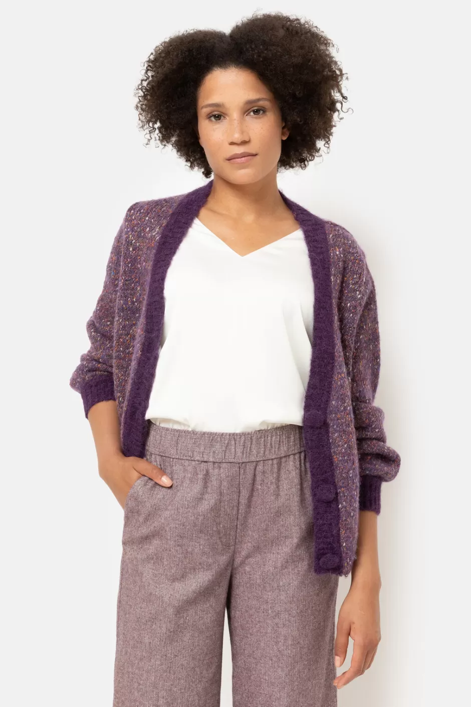 Clearance Melange Short Cardigan With Buttons Women Pullovers & Cardigans