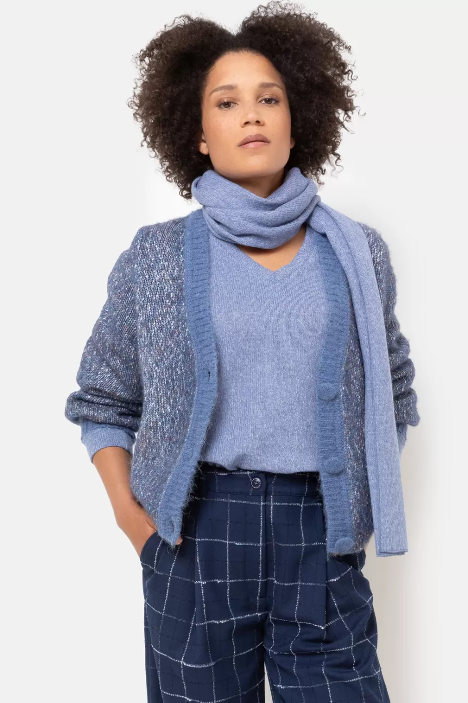 Clearance Melange Short Cardigan With Buttons Women Pullovers & Cardigans