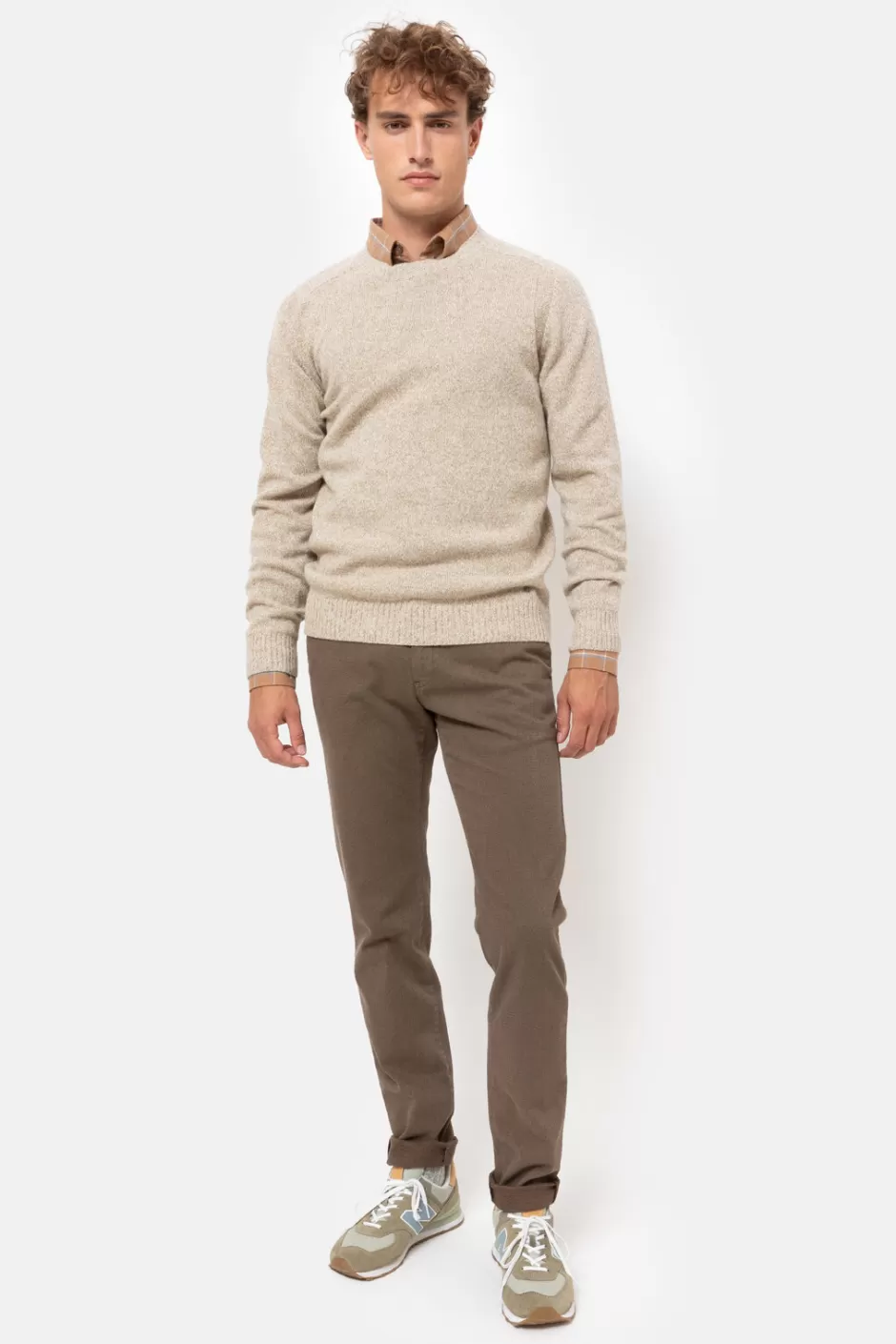 Best Men'S Beige Jumper With Round Neck Men Sweaters & Cardigans