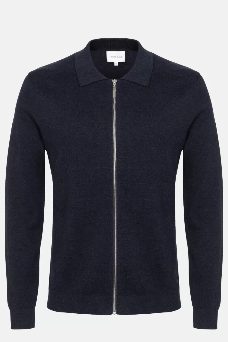 Best Sale Men'S Blue Polo Neck Cardigan With A Zip Men Sweaters & Cardigans