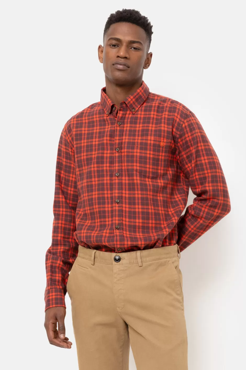 Best Sale Men'S Brown Checked Regular-Fit Shirt Men Shirts