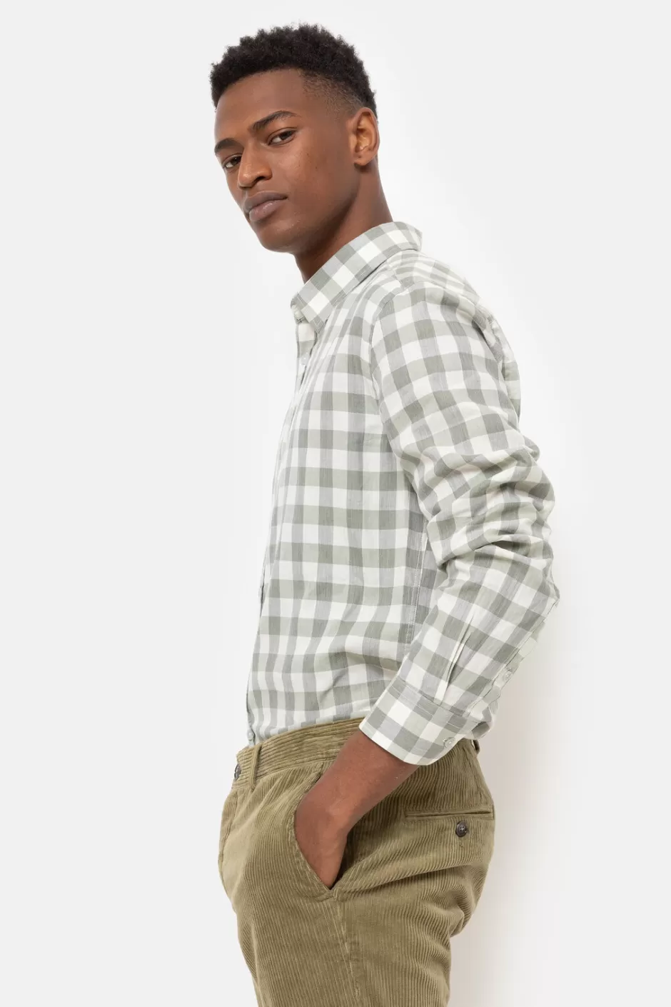 Shop Men'S Slim-Fit Shirt With Ecru And Checks Men Shirts