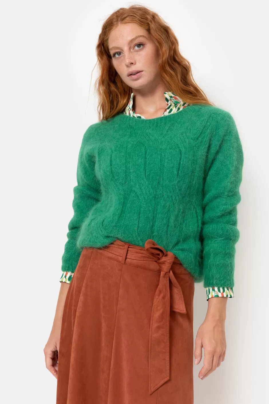 Flash Sale Midi Skirt With A-Line And Suede Look Women Skirts