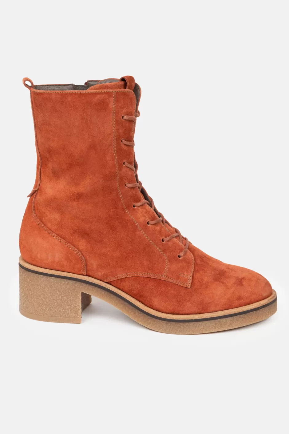 Best Rust Suede Lace-Up Boots With A Heel Women Shoes