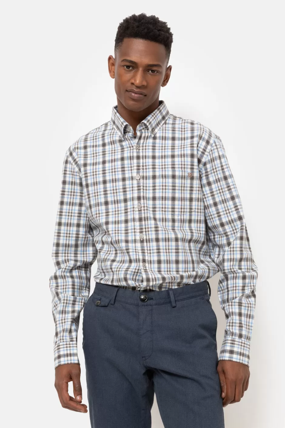 Outlet White-Grey Shirt With Regular Fit Men Shirts