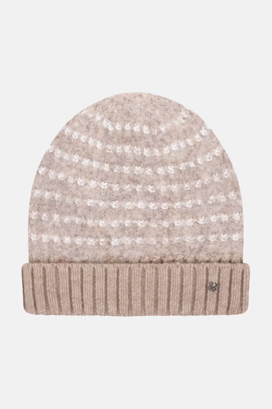 Outlet Women'S Beige Teddy Hat With White Stripes Women Accessories