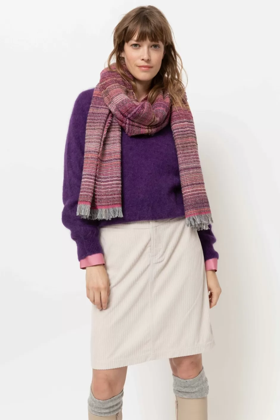 Best Women'S Pink Scarf With Stripes Women Accessories