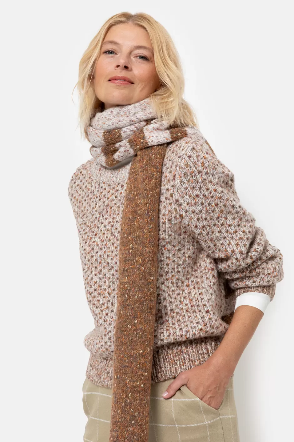 Best Sale Women'S Scarf With Brown-Beige Colour Blocks Women Accessories